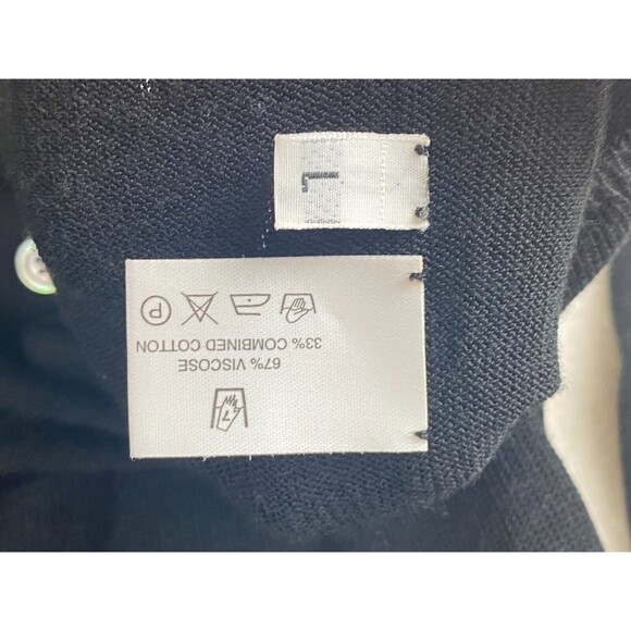 Hawico of Scotland Cardigan Sweater L Black V-Neck Button Front Viscose & Cotton - Picture 7 of 9